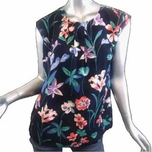Talbots Women's 4 Small Blouse Floral Cap Sleeve Tunic Top